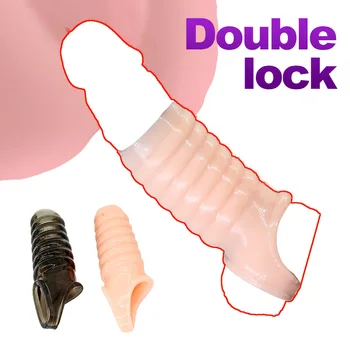 Penis Prezervatif Genişletici Cockring Gecikme Boşalma Kullanımlık Dick Kollu Glans Kapak Büyütme Seks Oyuncakları Erkekler İçin İffet Seks Shop 0