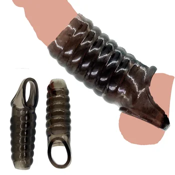 Penis Prezervatif Genişletici Cockring Gecikme Boşalma Kullanımlık Dick Kollu Glans Kapak Büyütme Seks Oyuncakları Erkekler İçin İffet Seks Shop 3