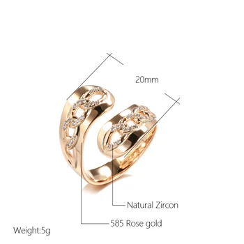 Kadınlar için 585 Gül Altın Yüzük Kadınlar için Moda Geometri Doğal Zirkon Yüzük İyi Gelin Kinel 2022 Moda Düğün Takı 4