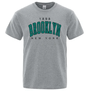 1898 Brooklyn Yeni Sizin Şehir Sokak Baskılı Erkek T-Shirt Yaz Pamuklu T Shirt Büyük Boy Üstleri Sokak Yüksek Kaliteli Markalı tişört