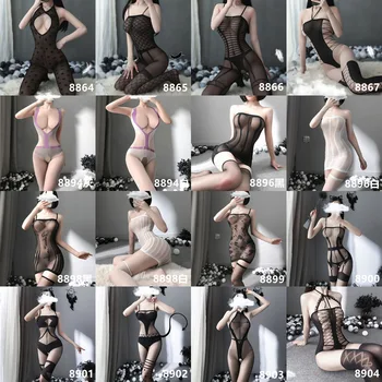 Vücut çorabı Kadınlar Seksi Bodysuit İç Çamaşırı İç Çamaşırı Fishnet Açık Sütyen Erotik Kostümleri Külotlu Örgü Takım Elbise Tayt Porno Çorap