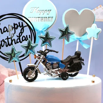 Çocuk motosikleti Modeli Oyuncak Araba Kek Dekorasyon Pişirme Süsler Çocuk Plastik Motosiklet Montessori eğitici oyuncak Hediye