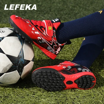 LEFEKA futbol ayakkabıları Çocuk Boys TF Cleats kaymaz Ultralight Profesyonel futbol kramponları Çocuk spor ayakkabılar Boyutu 31-39