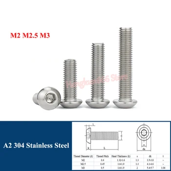 M2 M2. 5 M3 Altıgen Altıgen Soket Düğme başlı Vidalar ISO7380 A2 304 Paslanmaz Çelik Yuvarlak Allen cıvatalar