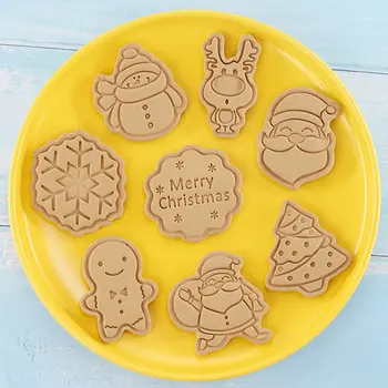Noel Karikatür Noel Baba kurabiye kesici Seti Bisküvi Kalıp Ev DIY Kardan Adam Zencefilli Kurabiye Pişirme Aracı Basın Fondan Bisküvi Kalıp