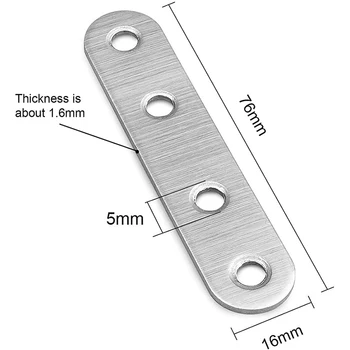 10 Adet yassı paslanmaz çelik Düz Brace Parantez Tamir Tamir Plakaları Sabitleme Konnektörü 76x16mm Ahşap Tamir Sabitleme 4