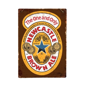 Newcastle Brown Ale Man Cave Dekorasyon Bar Pub Lager Metal Duvar Tabela Vintage Garaj Yarış Arabası Döken İşareti