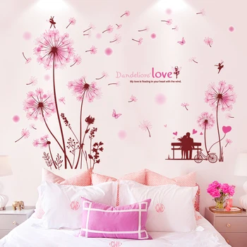 [shijuekongjian] Karikatür Çiftler duvar çıkartmaları DIY Çiçekler Bitkiler Duvar Çıkartmaları Oturma Odası Yatak Odası Mutfak için Ev Dekorasyon 1