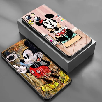 Disney Mickey Mouse Karikatür Telefon Kılıfı için Apple iPhone 14 13 12 Mini 11 XS Pro Max X XR 8 7 6 Artı SE 2020 Siyah TPU Funda Çapa