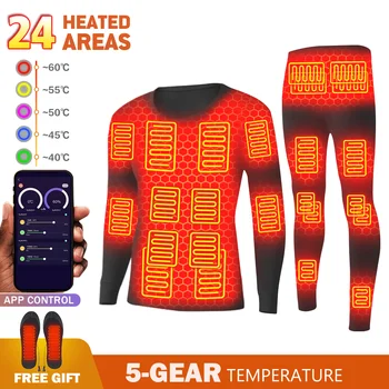Kış Erkek Ceket Üstleri ısıtmalı kadın İç Çamaşırı Polar termal iç çamaşır USB Akülü Akıllı PhoneAPP Kontrol Sıcaklığı 4