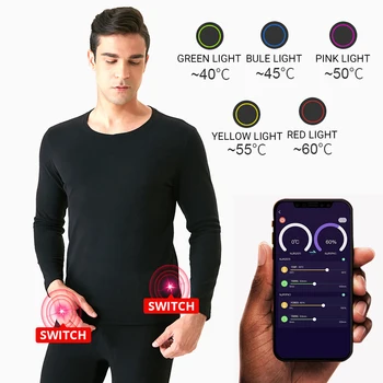 Kış Erkek Ceket Üstleri ısıtmalı kadın İç Çamaşırı Polar termal iç çamaşır USB Akülü Akıllı PhoneAPP Kontrol Sıcaklığı 5