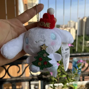 Sanrio Cinnamoroll Hello Kitty Sevimli Noel Serisi Peluş Bebek Anahtarlık Kawaii Kabarık doldurulmuş oyuncak Tutun Hediye Sırt Çantası Kolye