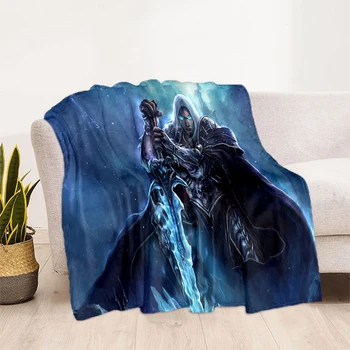 World of Warcraft Desen büyük boy manta çekyat kapak yumuşak ve tüylü battaniye ekose Yumuşak Sıcak Pazen Atmak Battaniye Fanlar hediye
