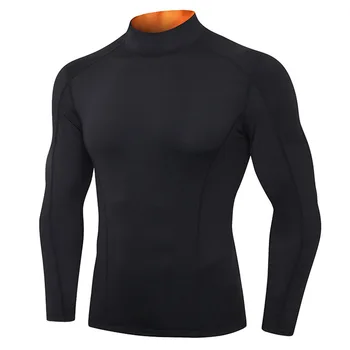 Uzun Kollu Gömlek Erkek Tişörtleri Homme termal iç çamaşır Koşu Tayt Spor Hızlı Kuru Spor Giyim Yüksek Yaka Döküntü Muhafızları 1
