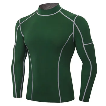 Uzun Kollu Gömlek Erkek Tişörtleri Homme termal iç çamaşır Koşu Tayt Spor Hızlı Kuru Spor Giyim Yüksek Yaka Döküntü Muhafızları 3