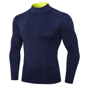 Uzun Kollu Gömlek Erkek Tişörtleri Homme termal iç çamaşır Koşu Tayt Spor Hızlı Kuru Spor Giyim Yüksek Yaka Döküntü Muhafızları 4