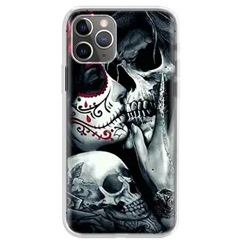 İskelet İblis Kral Taç Hayalet Orta Parmak Yumuşak Telefon Kılıfı için iPhone 11 12 13 14 Pro MAX XR X XS Mini Apple 8 7 Artı 6 6S SE 1