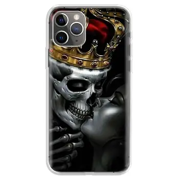 İskelet İblis Kral Taç Hayalet Orta Parmak Yumuşak Telefon Kılıfı için iPhone 11 12 13 14 Pro MAX XR X XS Mini Apple 8 7 Artı 6 6S SE 3