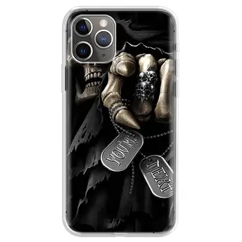 İskelet İblis Kral Taç Hayalet Orta Parmak Yumuşak Telefon Kılıfı için iPhone 11 12 13 14 Pro MAX XR X XS Mini Apple 8 7 Artı 6 6S SE 5