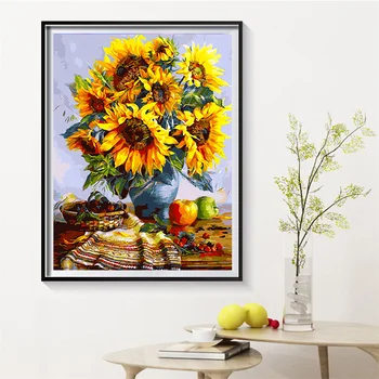 5D DIY Elmas Boyama Çiçek Vazo Çapraz Dikiş Kiti Elmas Mozaik Ayçiçeği Tam Matkap Nakış Resim RhinestoneHome Dekor 2