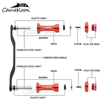 CAMEKOON 95mm / 105mm Güçlü Karbon Fiber Kolu Çift Topuzu Değiştirme Baitcasting Balıkçılık Reel Aksesuarları 2