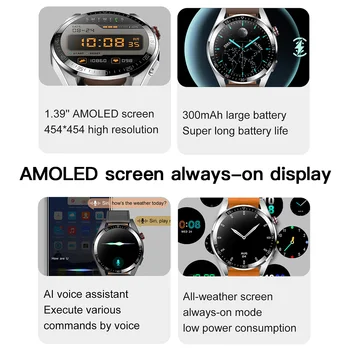 2022 Yeni akıllı izle erkekler Her Zaman Ekran Zaman 8G Bellek Müzik Çalma Bluetooth Çağrı AMOLED Smartwatch Huawei Xiaomi için