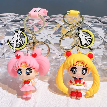 Anime Sailor Moon Kolye Anahtarlıklar Tutucu Tsukino Usagi Şekil Karikatür Anahtarlık Telefonu Çanta Süsleme sallanan takı Çocuk Oyuncak Hediye