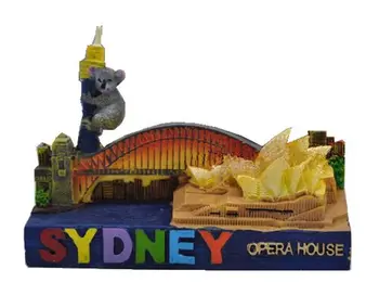 El yapımı Boyalı Sydney Opera Binası, Avustralya Koala 3D Buzdolabı Mıknatısları Turizm Hediyelik Eşya Buzdolabı Manyetik Çıkartmalar