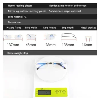 2022 okuma gözlüğü Kadınlar Ultralight Çerçevesiz Erkekler İş Anti-Blu-Ray Bilgisayar okuma gözlüğü Presbiyopi Okuyucu 0 İla + 4.0