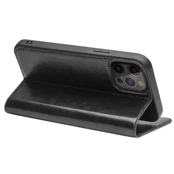 QIALINO Lüks Ultra İnce El Yapımı iphone için kılıf 13 Pro Max Hakiki deri cüzdan Kart Yuvası Çanta Kapak Çevirin iPhone 13 mini 5