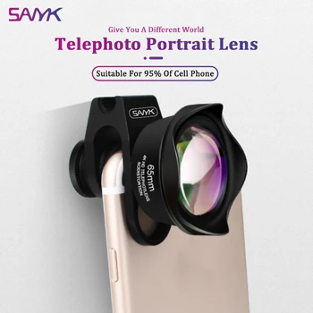 SANYK 4K HD 65mm Telefoto Lens Portre Lens Bulanıklık Arka Plan Cep Telefonu Lens Harici Lensler Smartphone İçin