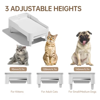 Yükseltilmiş Kedi Besleyici Tutucu 95 mm 120 mm 145 mm Ayarlanabilir Yükseklik Kediler Gıda Dağıtıcı Braketi Yavru Yetişkin Kedi Pet Malzemeleri 3