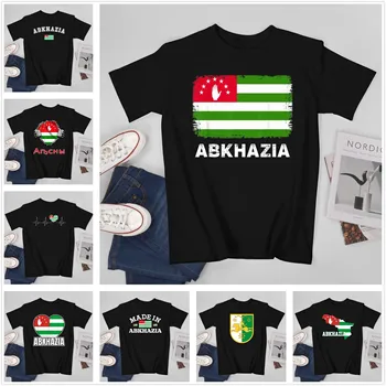 Daha fazla Tasarım Erkekler Tshirt Cumhuriyeti Abhazya Bayrağı Tees T-Shirt O-Boyun T Shirt Kadın Erkek Giyim %100 % Pamuk 1