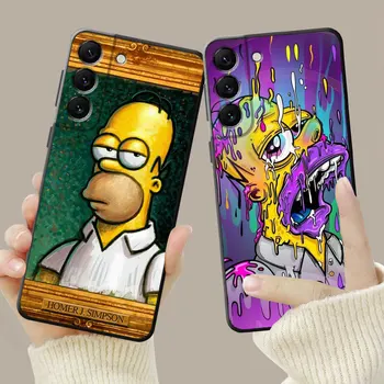 Telefon Kılıfı için Samsung Galaxy S22 S21 S20 FE Ultra S10 S9 S8 Artı S10e Not 20Ultra 10 Artı Celular Simpsons Homer Renkli Sanat 5