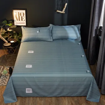 Yıkanmış Pamuk Düz Levhalar Yaz Nefes Yatak Odası Yatak Yatak Örtüsü Yumuşak Minimalist Çift Kişilik yatak çarşafı 180x230cm Ev
