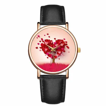 Kadın Saatler Moda Deri kol saati Kadın Saatler Bayanlar İzle Kalp Ağacı Saat Hediyeler zegarek damski Relojes Mujer 2020 0