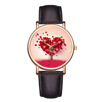 Kadın Saatler Moda Deri kol saati Kadın Saatler Bayanlar İzle Kalp Ağacı Saat Hediyeler zegarek damski Relojes Mujer 2020 1