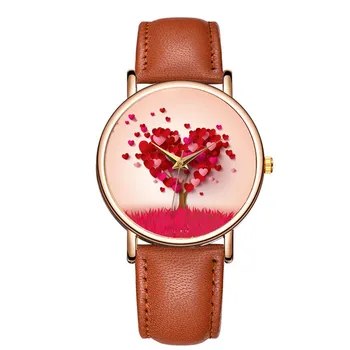 Kadın Saatler Moda Deri kol saati Kadın Saatler Bayanlar İzle Kalp Ağacı Saat Hediyeler zegarek damski Relojes Mujer 2020 2