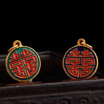 Orijinal tasarım Çin kültürü emaye porselen zanaat kolye benzersiz antik altın ışçilik lüks charm gümüş takı