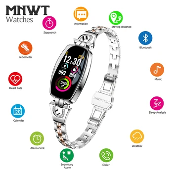 MNWT H8 Moda Akıllı Kol Saatleri Kadın dijital saatler Bayanlar 2022 Su Geçirmez Kalp Hızı İzleme Bluetooth Android IOS İçin 0