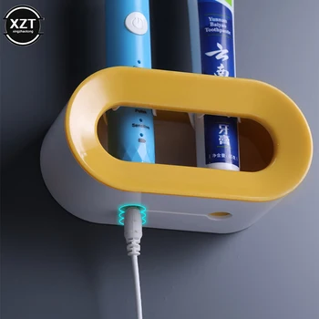 Çift Delikli Diş Fırçası Raf Banyo Elektrikli Diş Fırçası Tutucu Punch-ücretsiz Diş Fırçası Depolama Raf Banyo Aksesuarları