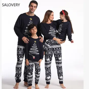 2022 Noel aile pijamaları Yeni Yıl Kostüm Çocuklar için Baba Anne Çocuk Giysileri Eşleşen Kıyafetler Noel Pijama Seti