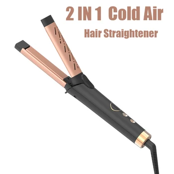Soğuk hava 2 İN 1 saç düzleştirici seramik kaplama plakası seramik akıllı PTC ısı düzleştirici bigudi Waver saç şekillendirici araçları