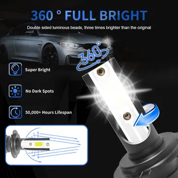 2 ADET LED H7 kafa lambası ampulleri H4 H11 Araba LED Far H1 9005 9006 Beyaz 10000LM Ultra Parlak COB Farlar IP65 Su Geçirmez