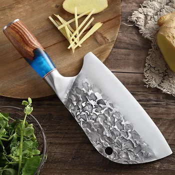 XITUO 5Cr15MoV Dövme Çelik Mutfak Bıçağı Süper Kutup Keskin Bıçaklar Öldürmek Balık Kesim Sebze Doğranmış Kaburga Mavi Reçine Ahşap Kolu 4