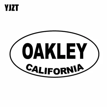 YJZT 13.8 CM * 7.4 CM Oval OAKLEY CALIfFORNIA Araba Sticker Kişilik Vinil Çıkartması Siyah Gümüş C10-01514