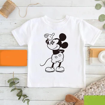Dört Mevsim Disney Sıcak Satış Çocuklar Mickey Mouse Baskı T-Shirt Dropship Karikatür Grafik Çocuk T Shirt Minimalist Kız Erkek Tees