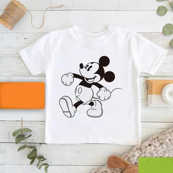 Dört Mevsim Disney Sıcak Satış Çocuklar Mickey Mouse Baskı T-Shirt Dropship Karikatür Grafik Çocuk T Shirt Minimalist Kız Erkek Tees 2