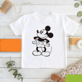 Dört Mevsim Disney Sıcak Satış Çocuklar Mickey Mouse Baskı T-Shirt Dropship Karikatür Grafik Çocuk T Shirt Minimalist Kız Erkek Tees 3