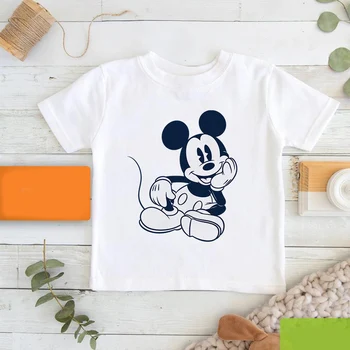 Dört Mevsim Disney Sıcak Satış Çocuklar Mickey Mouse Baskı T-Shirt Dropship Karikatür Grafik Çocuk T Shirt Minimalist Kız Erkek Tees 4